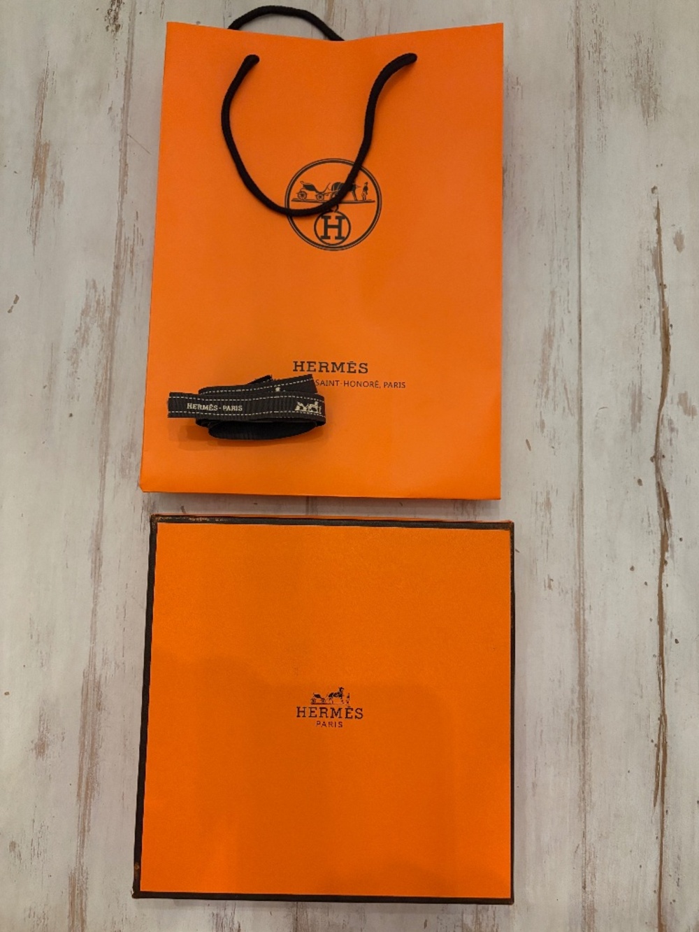 Hermes Box with Ribbon and Bag